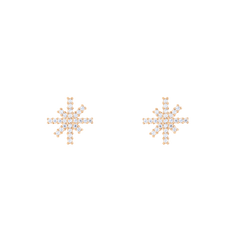A pair of Mirelle Star Earring Rose Gold studs featuring a starburst design with white cubic zirconia crystals set in rose gold, displayed on a plain background.