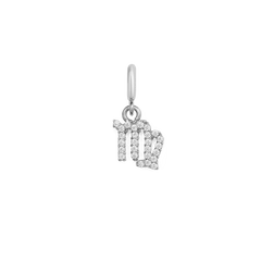 Virgo zodiac watch charm in silver, featuring a refined astrological symbol adorned with sparkling cubic zirconia crystals, designed for Daniel Wellington watches or bracelets.