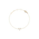 Delicate gold chain bracelet featuring an Aries zodiac charm set with sparkling crystals, adjustable with multiple sizing rings and finished with a secure lobster clasp.