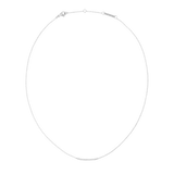 Slender silver necklace with a minimalist chain and a delicate bar pendant set with sparkling white cubic zirconia, featuring an adjustable clasp for versatile styling.