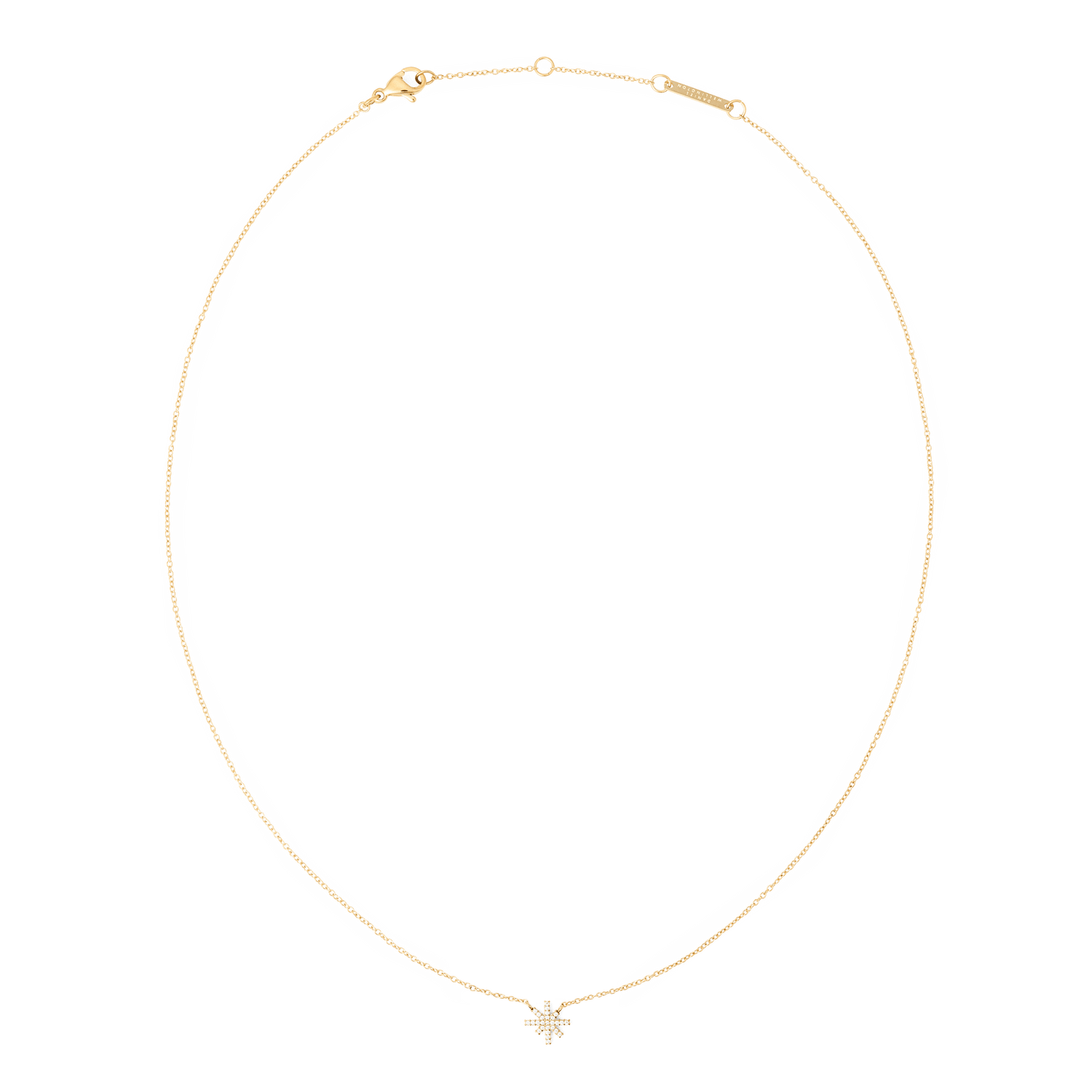 Fine gold chain necklace with a petite star-shaped pendant set with white cubic zirconia crystals, featuring an adjustable clasp for a comfortable fit.
