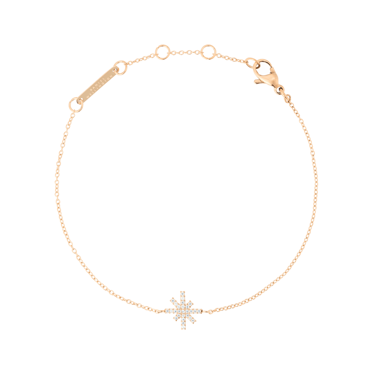 Delicate Mirelle Star Bracelet Rose Gold featuring a slim adjustable chain, a sparkling cubic zirconia star charm, and a secure clasp, ideal for layering or everyday wear.
