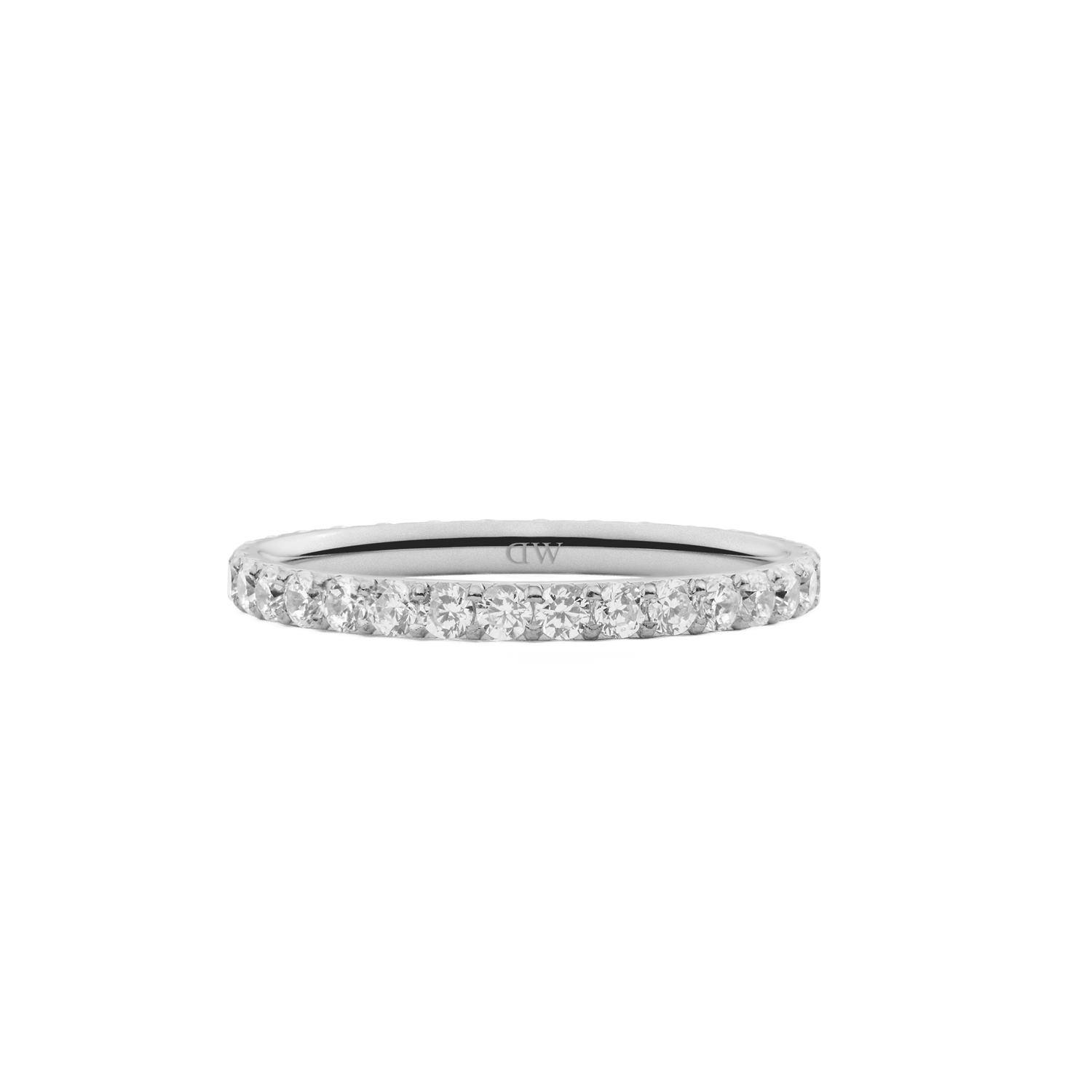 Mirelle Eternity Ring Silver 2 mm with a slim silver band set with a continuous row of white cubic zirconia crystals, offering a refined and modern finish.