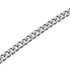 Close-up of the Ellipse Cuban Chain Necklace Silver showing chunky, polished silver links in a classic Cuban chain style, crafted from durable 316L stainless steel.