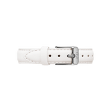 Bondi Strap Silver in white genuine leather with a polished silver buckle, featuring neat stitching and an adjustable fit for classic or petite watches.