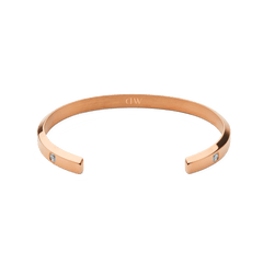 Classic Lumine Bracelet Rose Gold 55mm featuring a slim open cuff design in polished rose gold, with sparkling crystals set at each end for a refined, elegant finish.