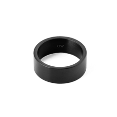 Minimalist Line Ring Brushed Graphite 8mm with a wide, matte graphite band and polished inner surface, designed for a modern unisex look.