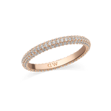 Slim rose gold Pavé Ring with a 3 mm band, elegantly set with rows of sparkling white cubic zirconia crystals for a refined, modern look.
