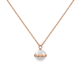 Rose gold necklace featuring a satin white ceramic pendant with a rose gold plated band, suspended from a delicate adjustable chain for a refined and modern look.