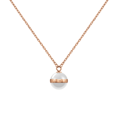 Rose gold necklace featuring a satin white ceramic pendant with a rose gold plated band, suspended from a delicate adjustable chain for a refined and modern look.