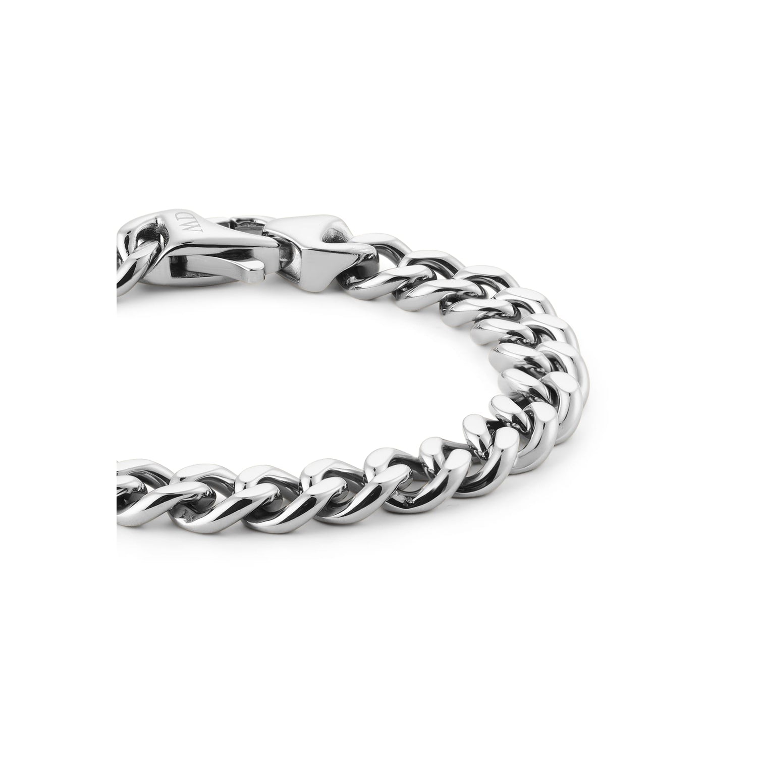 Ellipse Cuban Chain Bracelet in polished silver, featuring robust Cuban chain links and a secure clasp, designed for men seeking a stylish and durable accessory.