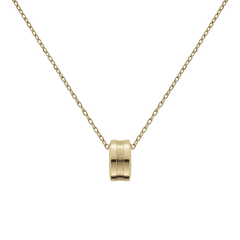 Elan Necklace Gold featuring a polished gold ring pendant engraved with the Daniel Wellington logo, suspended on a delicate adjustable chain.