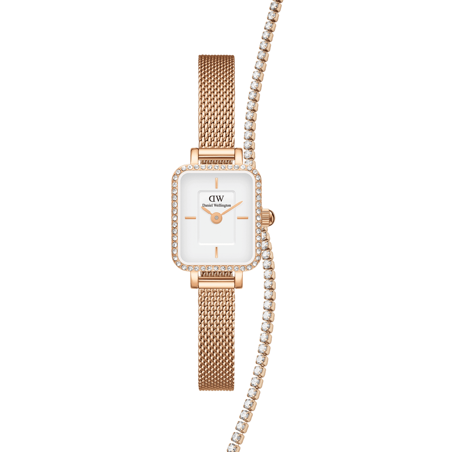 Quadro Mini Lumine Bezel + Classic Tennis Rose Gold