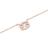 Close-up of the Crystal Zodiac Chain Necklace Rose Gold featuring a Cancer zodiac pendant set with sparkling crystals on a fine rose gold chain.