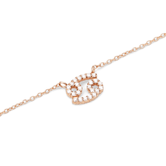 Close-up of the Crystal Zodiac Chain Necklace Rose Gold featuring a Cancer zodiac pendant set with sparkling crystals on a fine rose gold chain.