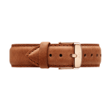 Durham Strap Rose Gold in light brown genuine leather with a subtle vintage texture, finished with a rose gold buckle and neat stitching for a classic, versatile look.