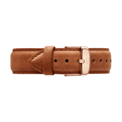 Durham Strap Rose Gold in light brown genuine leather with a subtle vintage texture, finished with a rose gold buckle and neat stitching for a classic, versatile look.