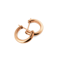 A pair of Arch Earring Rose Gold 9mm hoop earrings in polished rose gold, featuring a slim, rounded design with a secure pin closure and a smooth, modern finish.