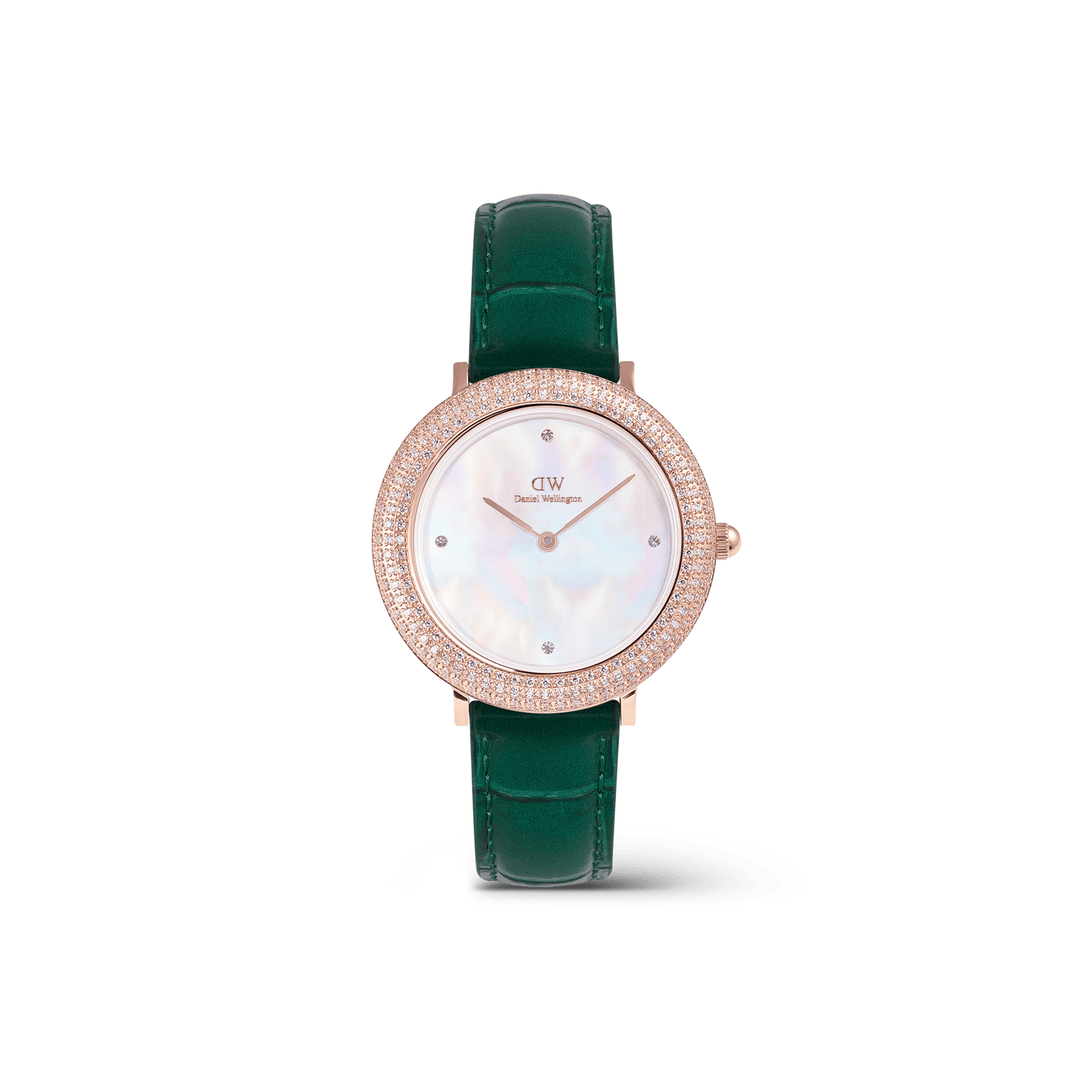 Crystalline Bezel Green Croc Rose Gold