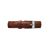 St Mawes Strap Silver features smooth brown genuine leather with neat stitching and a polished silver buckle, designed for a classic and versatile look on any watch.