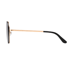 Side view of Avion Steel Rose Gold sunglasses showing the slim rose gold plated stainless steel arm with subtle Daniel Wellington branding and black temple tip.