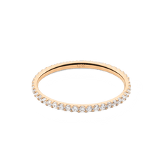 The Mirelle Eternity Ring Rose Gold 1.4 mm showcases a continuous circle of white cubic zirconia crystals on a slim rose gold band, offering a refined and modern jewellery piece.