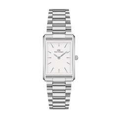 Bound 3-Link Silver watch with a rectangular stainless steel case, minimalist white dial, and a polished three-link silver bracelet, designed for versatile everyday wear.