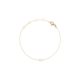 Crystal Zodiac Chain Bracelet Gold with a slim gold chain, adjustable sizing rings, and a crystal-set Sagittarius zodiac charm.