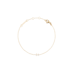 Crystal Zodiac Chain Bracelet Gold with a slim gold chain, adjustable sizing rings, and a crystal-set Sagittarius zodiac charm.