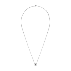 Elan Lumine Necklace Silver with an adjustable fine chain and a round crystal-set pendant, crafted in polished stainless steel for a refined, minimalist look.