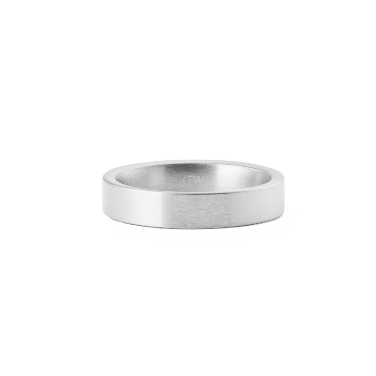 Line Ring Brushed Silver 4.5mm featuring a flat profile and softly brushed finish, crafted from high quality stainless steel for a timeless, minimalist look.