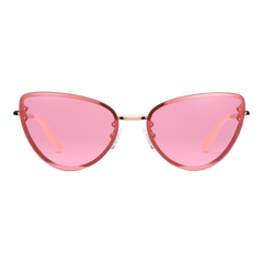 Lynx Steel Pink Gradient Rose Gold sunglasses featuring a rose gold plated stainless steel cat eye frame with pink gradient nylon lenses and adjustable silicone nose pads.