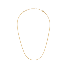 Flat Chain Necklace G featuring a slim, flat gold chain with adjustable length and a secure clasp, designed for a minimalist and elegant look.