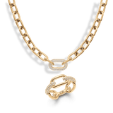 Crystal Link Ring, Necklace & Bracelet Gold