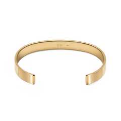 Line Cuff Polished Gold bracelet featuring a smooth, polished gold finish and a discreet logo inside, designed with rounded edges and an open cuff style for an adjustable fit.