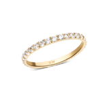 Slim gold eternity ring with a 2mm band, featuring a continuous row of white cubic zirconia crystals set in polished gold, designed for stacking or wearing alone.