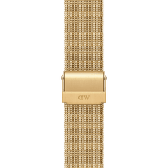 Close-up of the gold mesh stainless steel Apple Watch strap showing the adjustable clasp and fine mesh detailing, ideal for a comfortable and elegant fit.