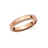 Classic Aura Duo Ring Rose Gold features a slim rose gold band with two rows of sparkling white crystals and engraved branding, offering a modern and elegant look suitable for everyday wear.