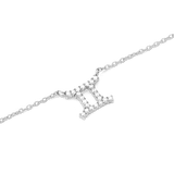 Crystal Zodiac Chain Necklace Silver with a Gemini zodiac pendant, crafted in silver and set with sparkling hand-placed crystals on a fine chain.
