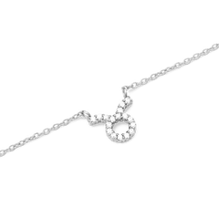 Crystal Zodiac Chain Necklace Silver with a Taurus zodiac pendant, crafted in silver and embellished with sparkling hand-set crystals on a fine chain.
