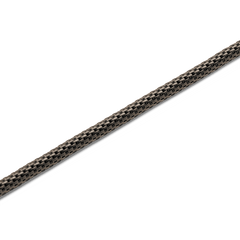 Close-up of the Tide Mesh Necklace Graphite 2.8 showing its bold graphite stainless steel mesh chain with fine links and a smooth, polished finish.