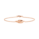 Elan Unity Bracelet Rose Gold with two interlocking rings on a slim rose gold chain, featuring a polished finish and secure clasp for comfortable everyday wear.