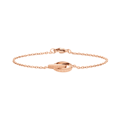 Elan Unity Bracelet Rose Gold with two interlocking rings on a slim rose gold chain, featuring a polished finish and secure clasp for comfortable everyday wear.