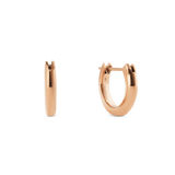 A pair of small Arch Earring Rose Gold 9mm hoops crafted from polished rose gold PVD plated stainless steel, featuring a minimalist, rounded design with a secure pin closure and a slim, comfortable profile.