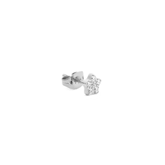 Crystal Star Stud Silver earring featuring a petite star design with six cubic zirconia crystals, crafted in stainless steel with a polished silver finish and secure butterfly backing.