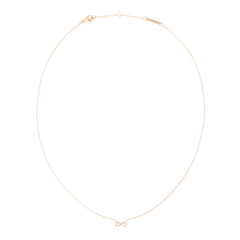 Delicate rose gold necklace featuring a fine chain and a small infinity pendant set with sparkling white cubic zirconia, designed for a minimalist and elegant look.