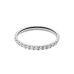 Elegant Mirelle Eternity Ring Silver 2 mm featuring a slim silver band set with sparkling white cubic zirconia crystals, ideal for stacking or wearing alone.