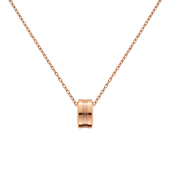Elan Necklace Rose Gold featuring a polished rose gold ring pendant on a fine adjustable chain, crafted from stainless steel for a modern and elegant finish.