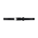 Black leather Pressed Sheffield Strap Silver with a slim profile, neat stitching, and a polished silver buckle, designed for a 6mm fit and compatible with small Daniel Wellington watches.
