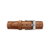 Genuine leather Durham Strap Silver in light brown with visible stitching and a polished silver buckle, designed for a comfortable and stylish upgrade to men’s or women’s watches.